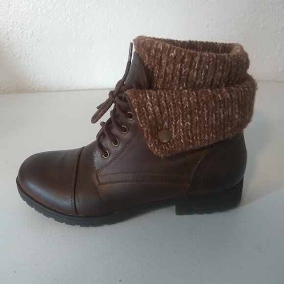 Jessica Cline women's size 8M brown sweater cuffed ankle boots - Picture 8 of 14